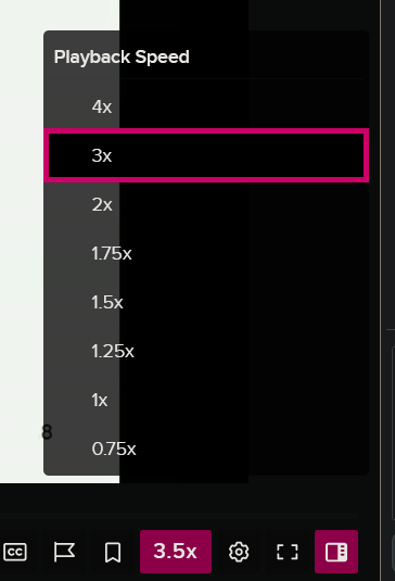 Dropdown with 4x and 3x speeds